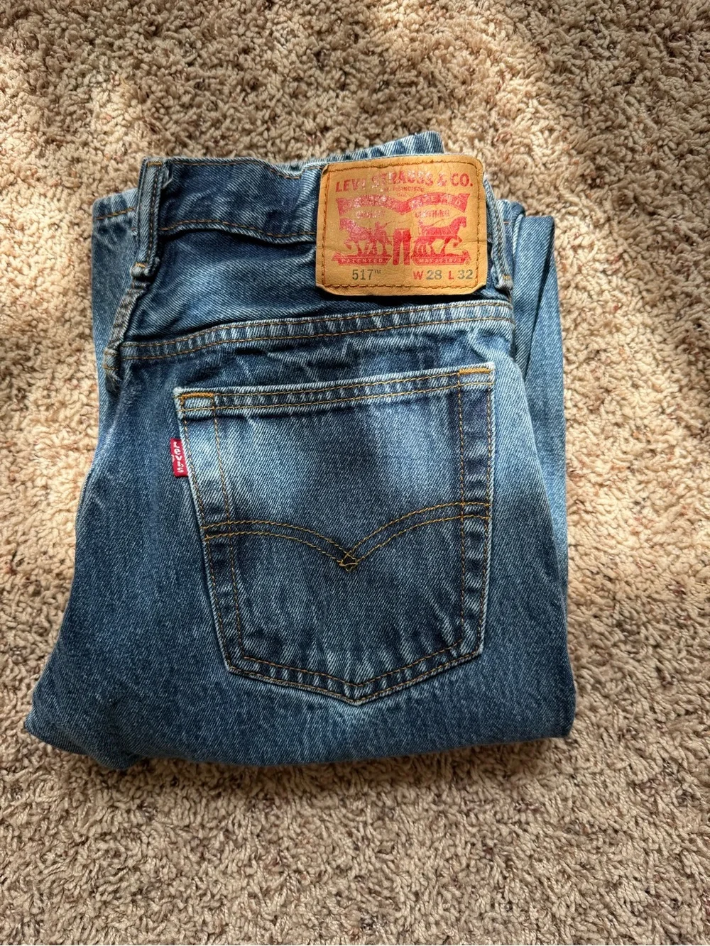 Levis 517 Jeans Men's 28x32 Bootcut Medium Wash Denim Fade Cowboy Y2K Western